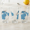Three glasses with blue lake shapes and "Floyd Lake Minnesota" text.