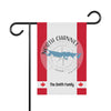 Garden flag with North Channel map, compass, and "The Smith Family" text.