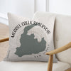 Pillow with Merrill Creek Reservoir map and New Jersey text.