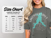Comfort Colors 1717 heavyweight adult tee size chart with width and length measurements in inches.