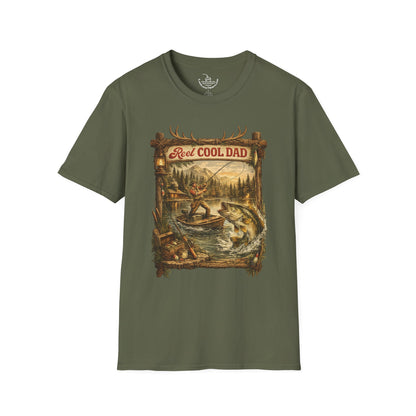 Fishing Shirt Real Reel Cool Dad Joke T-Shirt | Antique Bass Fishing Lake Life Angler Sports Fisherman Gift
