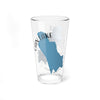Clear glass pint glass with blue map of Washington and text "CAIN LAKE".