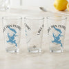 Three glasses with "Lake Don Pedro" and California map design.