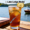 Glass with iced tea, lemon, and Guntersville Alabama map design.