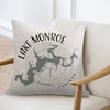 Pillow with Lake Monroe Indiana map design and compass rose.