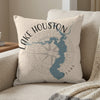 Pillow with Lake Houston, Texas map and compass design