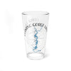 Clear glass pint glass with Flaming Gorge Lake map and compass design.