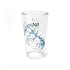 Clear glass pint glass with a Lake Anna, Virginia map and compass design.