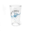 Clear glass pint glass with "Lake Powell" text and a compass rose map.