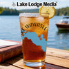 Glass with iced tea and lemon, featuring "Lake Wawasee" and Indiana map design.