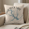 Pillow with High Rock Lake map and compass design, North Carolina.