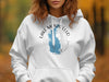 White sweatshirt with Lake Monticello, South Carolina map and compass graphic.