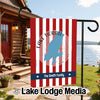Lake Tiorati New York family garden flag with red and white stripes.
