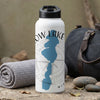 White water bottle with blue lake outline and "OW LAKE" text.