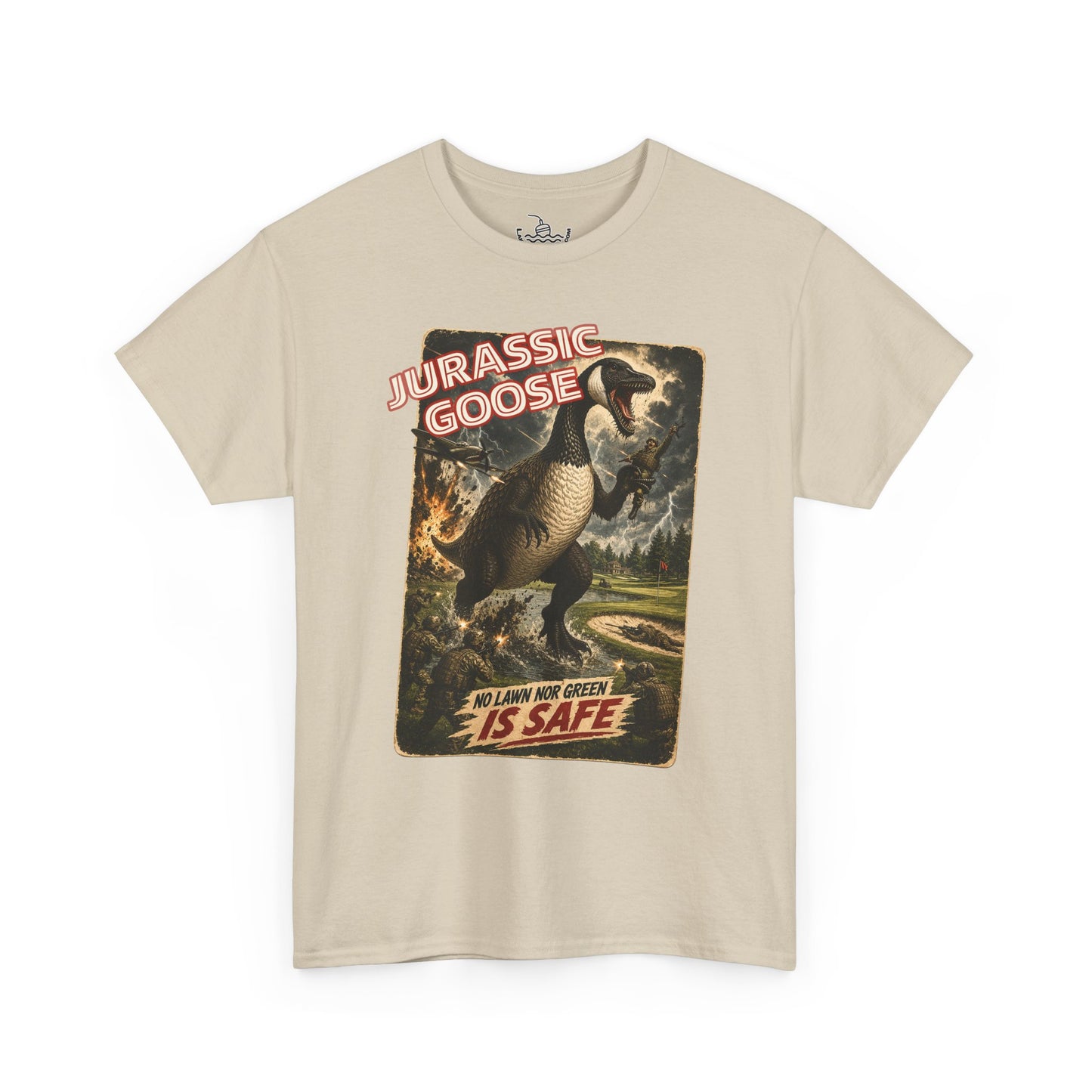Jurassic Goose Funny Canadian Bird Shirt | Golf Course Dinosaur Monster Attack | Great for both Birdwatchers and Sci-fi fans
