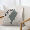 Decorative pillow with Alta Lake Washington map and compass rose design.