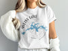 White t-shirt with a compass graphic and Weiss Lake, Alabama map.