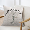 Flaming Gorge Lake Wyoming map and compass design on a light-colored pillow.