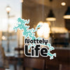 Nottely Life sticker with a blue lake outline and black text on a window.