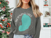 Dark gray sweatshirt featuring a turquoise lake outline and "Newnans Lake Florida" text.