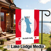 Garden flag with Peyto Lake silhouette and "The Smith Family" text on Canadian flag design.