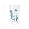 Clear glass pint glass with Medina Lake Texas outline and compass design.