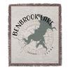 Woven blanket with Benbrook Lake map and compass design, includes "Texas".