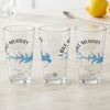 Three clear glasses featuring Lake Murray map and compass design and "Lake Murray South Carolina".