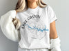 White t-shirt with "Lake Gaston Virginia" text and a compass rose map design.