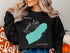 Black sweatshirt with "Convict Lake CALIFORNIA" and lake outline graphic.