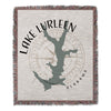 Lake Lurleen Alabama map and compass design on a fringed throw blanket.