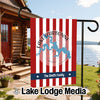 Garden flag with red and white stripes, "Lake D'Arbonne Louisiana", and "The Smith Family".