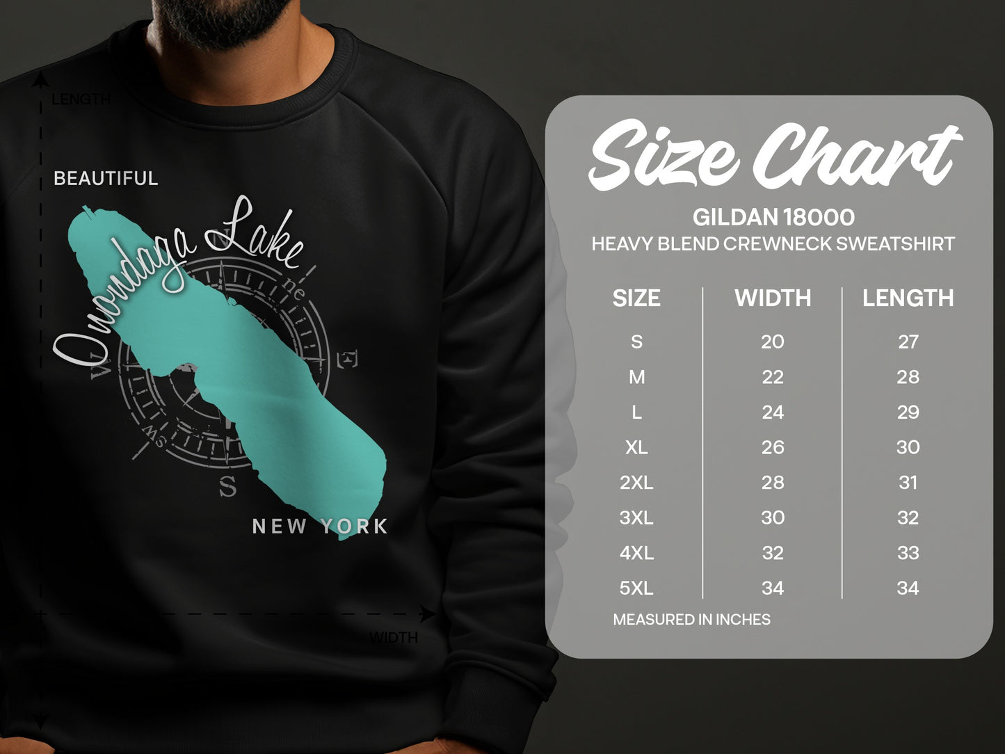 Onondaga Lake Map Design T-Shirt or Sweatshirt