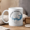 White mug with Wright Patman Lake Texas map and compass design.