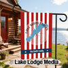 Garden flag with red and white stripes, "Lake Marble Falls Texas" and "The Smith Family."