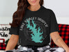 Black t-shirt with Lake Stanley Draper map and compass graphic