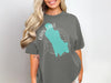 Gray t-shirt with Cain Lake Washington map and compass design.