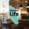 Mohave Life sticker with text and outline on a transparent surface.