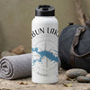 White water bottle with "RIBUN LAKE" text, compass graphic, and lake map.