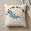 Lake Kabetogama Minnesota map pillow with compass rose design.