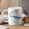 White mug with "Atsion Lake New Jersey" text and compass graphic.