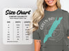 Comfort Colors 1717 heavyweight adult tee size chart with width and length measurements in inches.