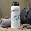 White bottle with black lid, "RABUN" text and lake map graphic.