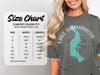 Comfort Colors 1717 heavyweight adult tee size chart with width and length measurements in inches.