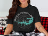 Black t-shirt with Wright Patman Lake map and compass design and Texas.