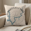 Summerville Lake West Virginia map on a cream pillow with compass design.