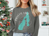 Gray long-sleeve shirt with Payette Lake Idaho map design on compass graphic.
