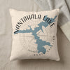 Nantahala Lake North Carolina map pillow with compass rose graphic.