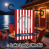 Aziscohhos Lake garden flag with a compass rose, Maine outline, and "The Smith Family" text.