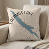 Llamas Lake Washington map pillow with compass rose and text.